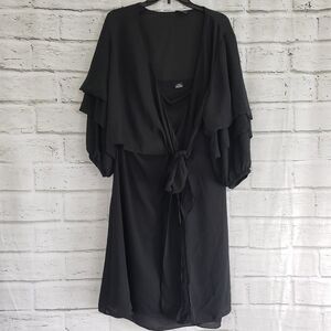 City chic black Wrap front long sleeve dress